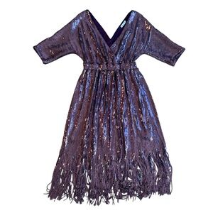 VC5 Purple sequin fringe dress size medium